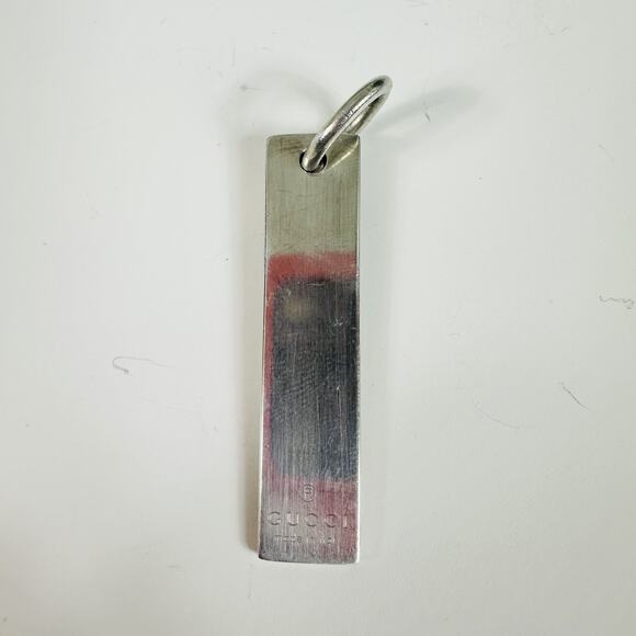 Gucci 925 Sterling Silver Rectangle Bar Pendant Charm Made In Italy Designer - Picture 2 of 7